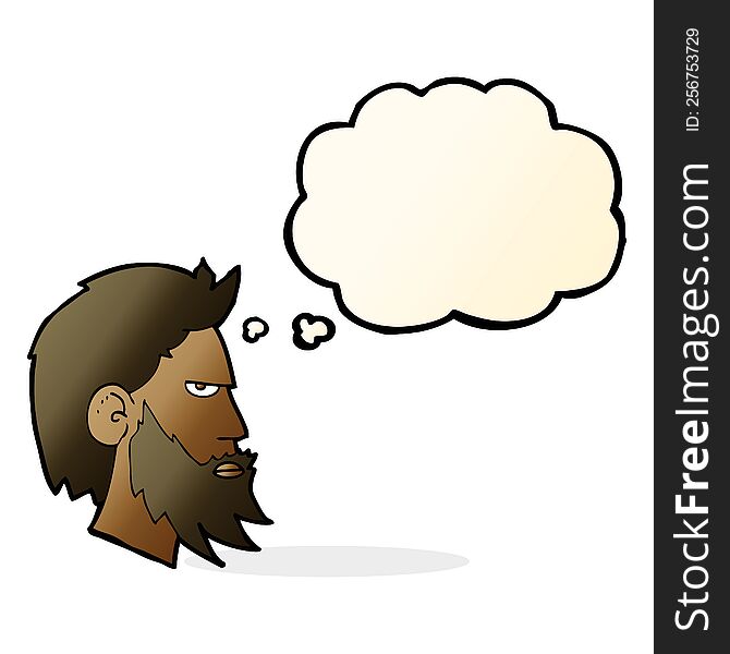 Cartoon Man With Beard With Thought Bubble