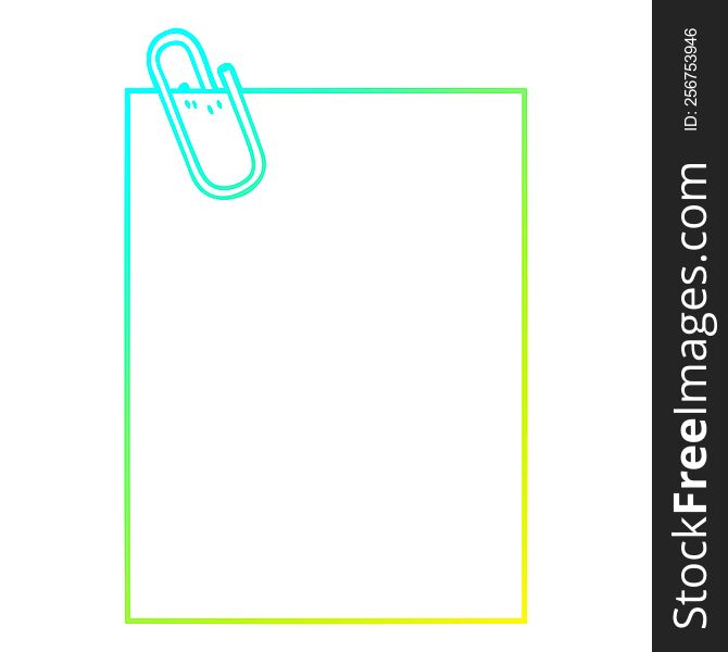 cold gradient line drawing cartoon paper with paperclip