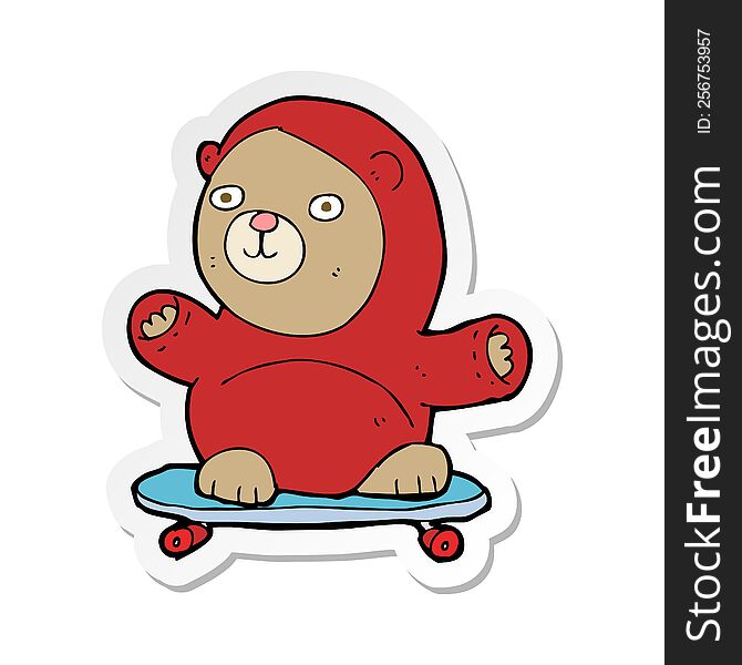 sticker of a cartoon bear on skateboard
