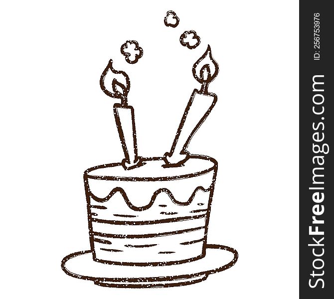 Birthday Cake Charcoal Drawing