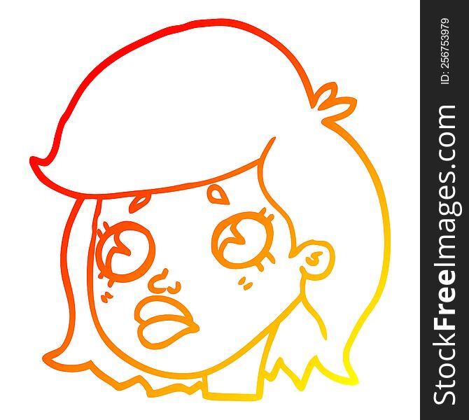 Warm Gradient Line Drawing Cartoon Sad Girl
