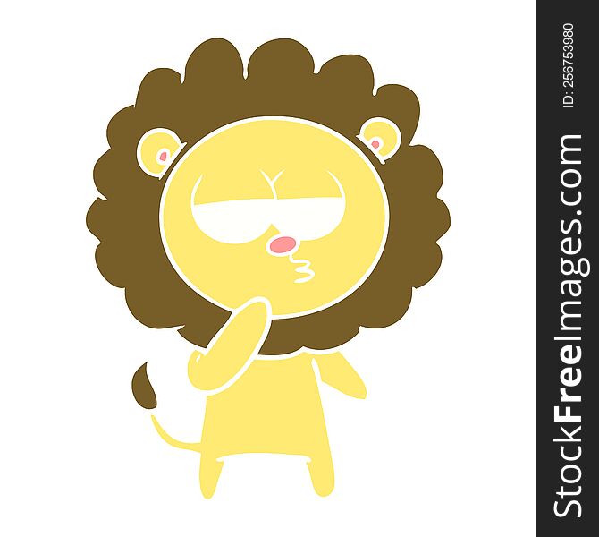flat color style cartoon tired lion