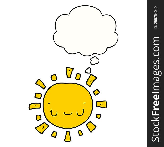 Cartoon Sun And Thought Bubble