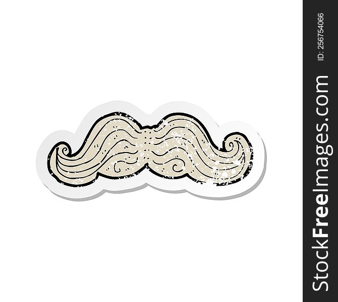 Retro Distressed Sticker Of A Cartoon Mustache