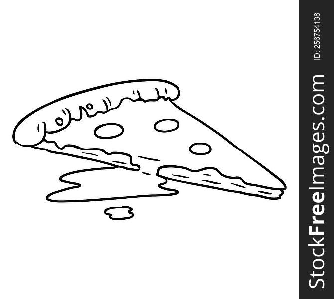Line Drawing Doodle Of A Slice Of Pizza