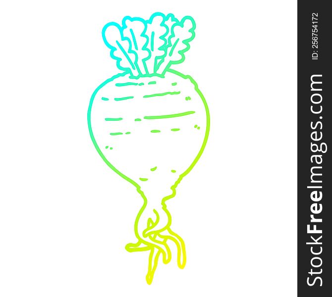 cold gradient line drawing of a cartoon root vegetable