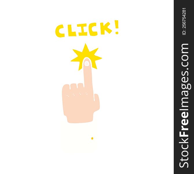 Flat Color Illustration Of A Cartoon Click Sign With Finger