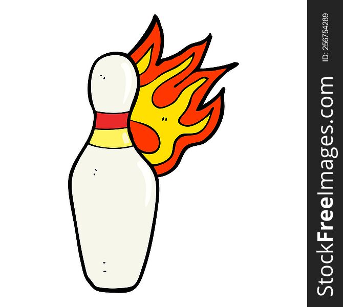 Cartoon Ten Pin Bowling Skittle On Fire