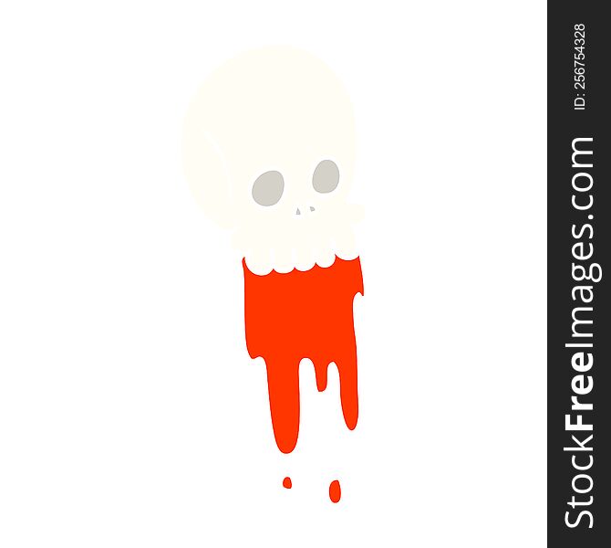 flat color illustration cartoon blood dripping skull
