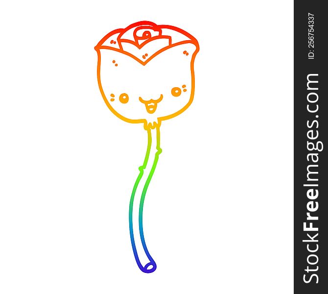 Rainbow Gradient Line Drawing Cartoon Flower