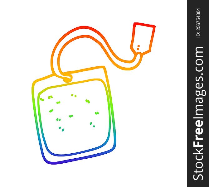 Rainbow Gradient Line Drawing Cartoon Tea Bag
