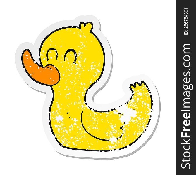 retro distressed sticker of a cartoon cute duck