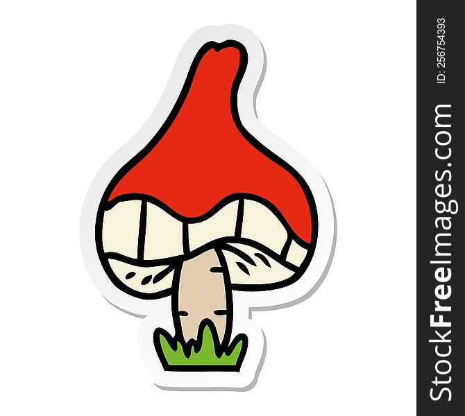 sticker cartoon doodle of a single mushroom