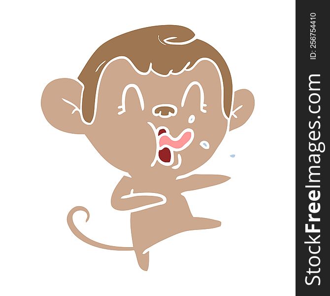Crazy Flat Color Style Cartoon Monkey Dancing