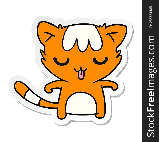 sticker cartoon illustration of a kawaii cute cat. sticker cartoon illustration of a kawaii cute cat
