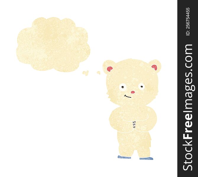 Cartoon Teddy Polar Bear Cub With Thought Bubble