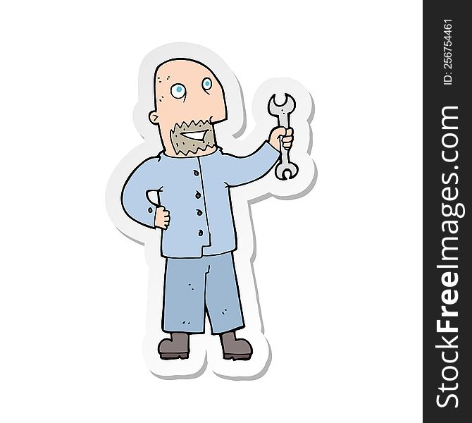 sticker of a cartoon mechanic