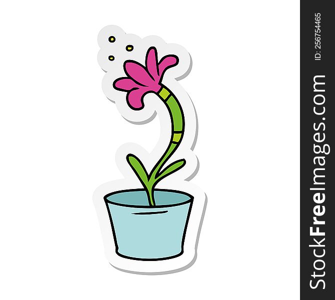 Sticker Cartoon Doodle Of A House Plant