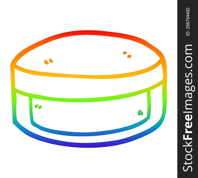 rainbow gradient line drawing of a cartoon beauty lotion tub