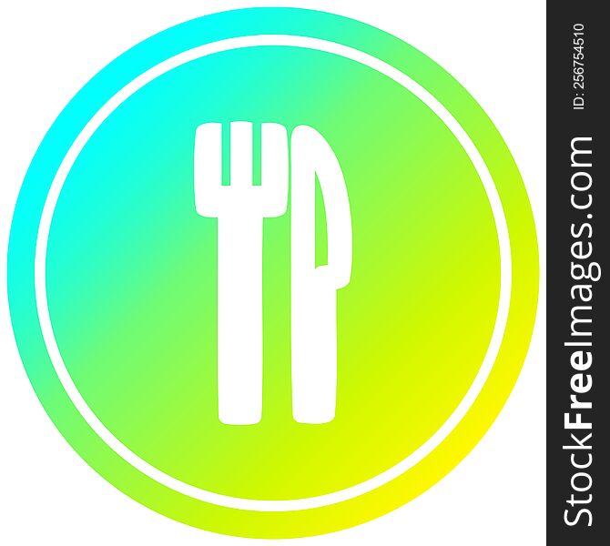 knife and fork circular icon with cool gradient finish. knife and fork circular icon with cool gradient finish