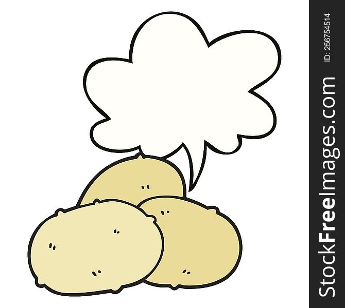 cartoon potatoes with speech bubble. cartoon potatoes with speech bubble