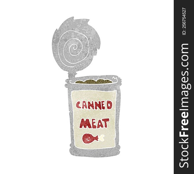 freehand retro cartoon canned meat