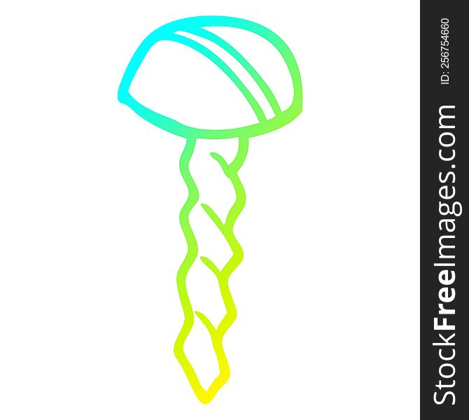 cold gradient line drawing of a cartoon old brass screw