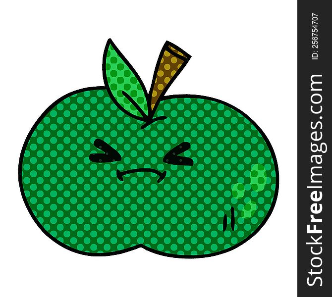 Quirky Comic Book Style Cartoon Apple