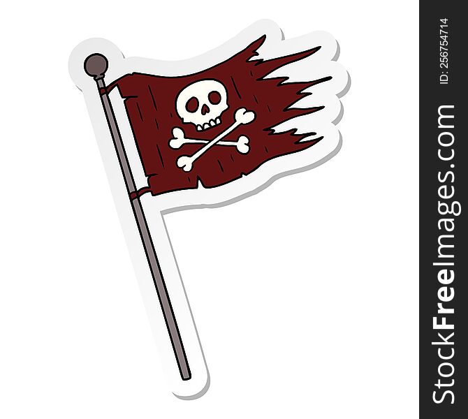 Sticker Cartoon Doodle Of A Pirates Flag