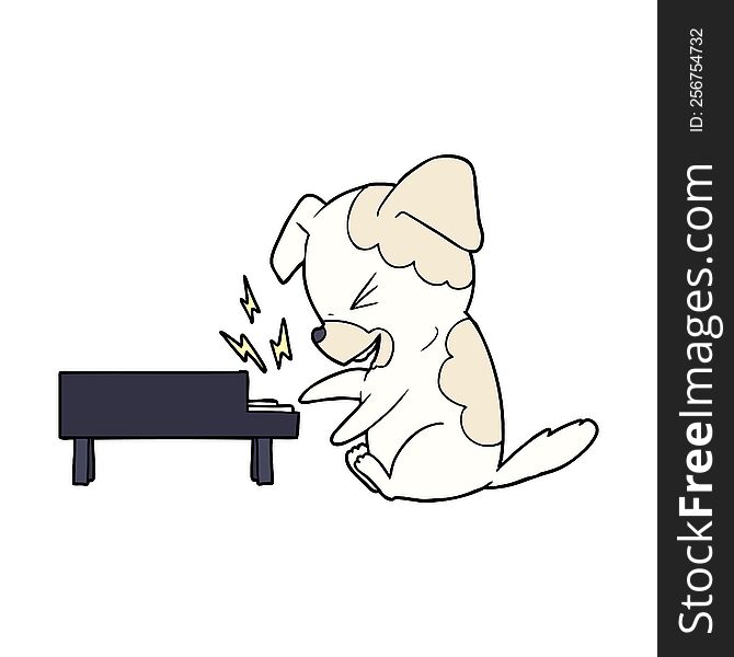 cartoon dog rocking out on piano. cartoon dog rocking out on piano