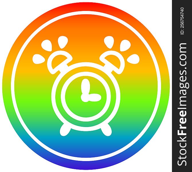 Ringing Alarm Clock Circular In Rainbow Spectrum