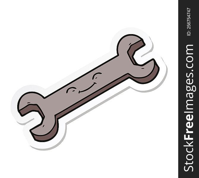 sticker of a cartoon spanner