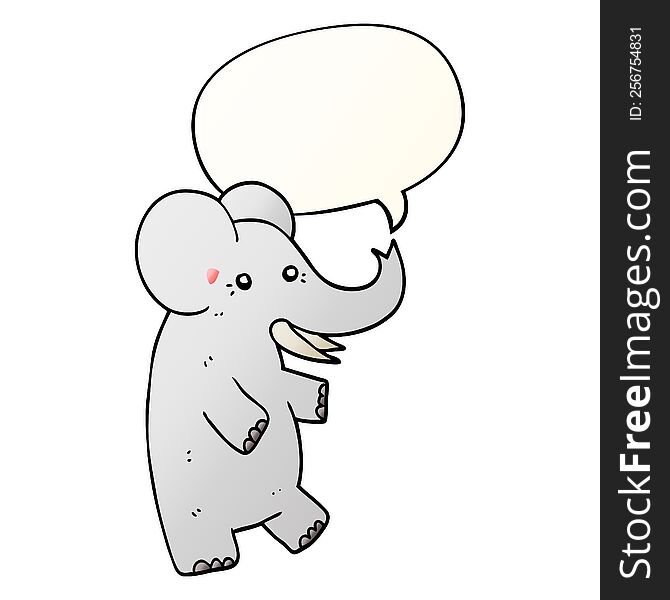 Cartoon Elephant And Speech Bubble In Smooth Gradient Style
