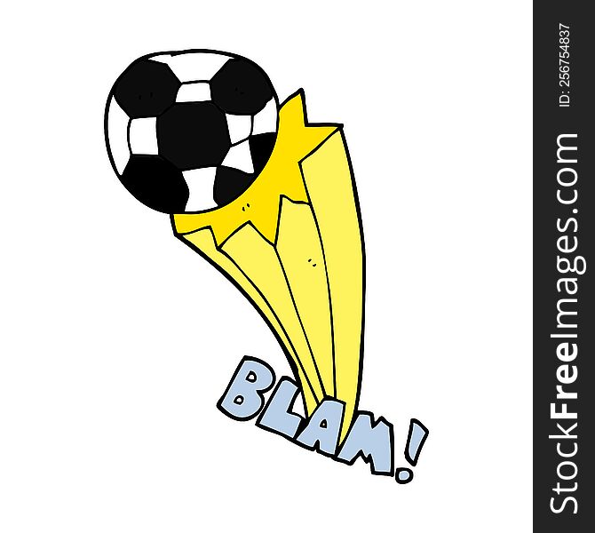 cartoon kicked soccer ball