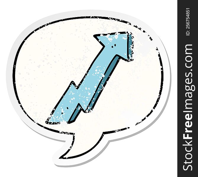 Cartoon Positive Growth Arrow And Speech Bubble Distressed Sticker