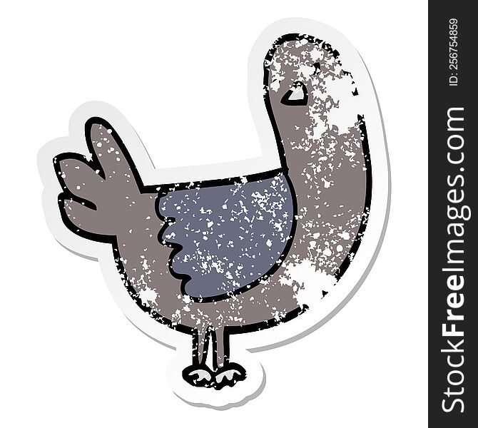 distressed sticker of a cartoon pigeon