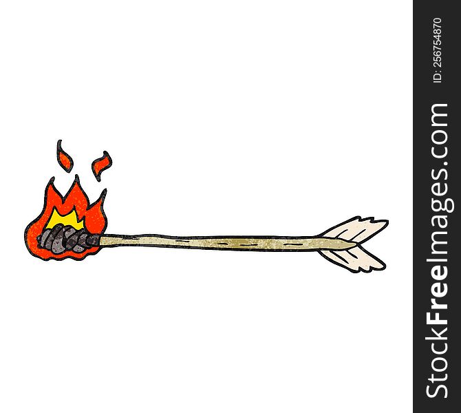 Textured Cartoon Flaming Arrow