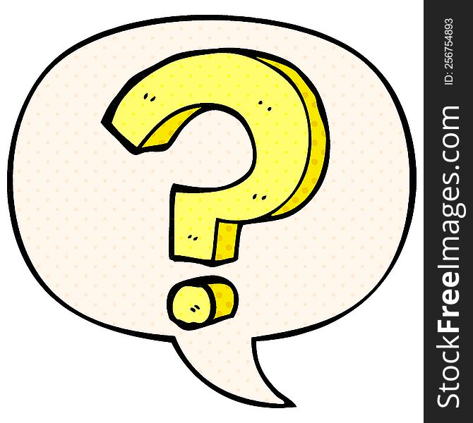 Cartoon Question Mark And Speech Bubble In Comic Book Style