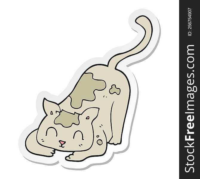 sticker of a cartoon cat playing