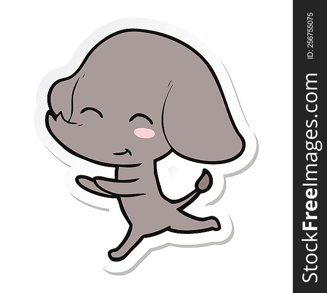 Sticker Of A Cute Cartoon Elephant Running