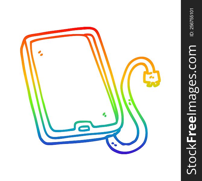 Rainbow Gradient Line Drawing Cartoon Computer Tablet