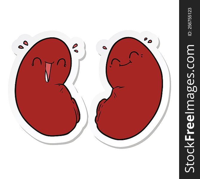 sticker of a cartoon happy kidneys