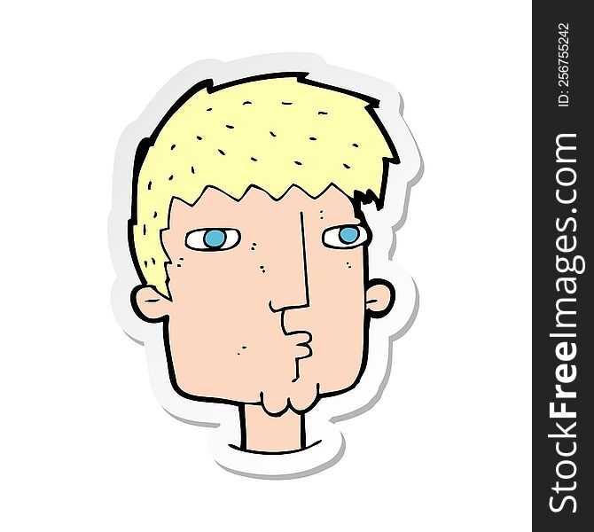 Sticker Of A Cartoon Curious Man