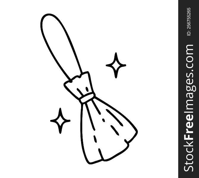 line doodle of a magic broomstick sweeping