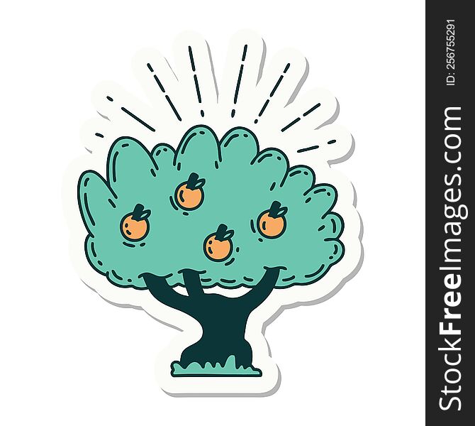 Sticker Of Tattoo Style Apple Tree