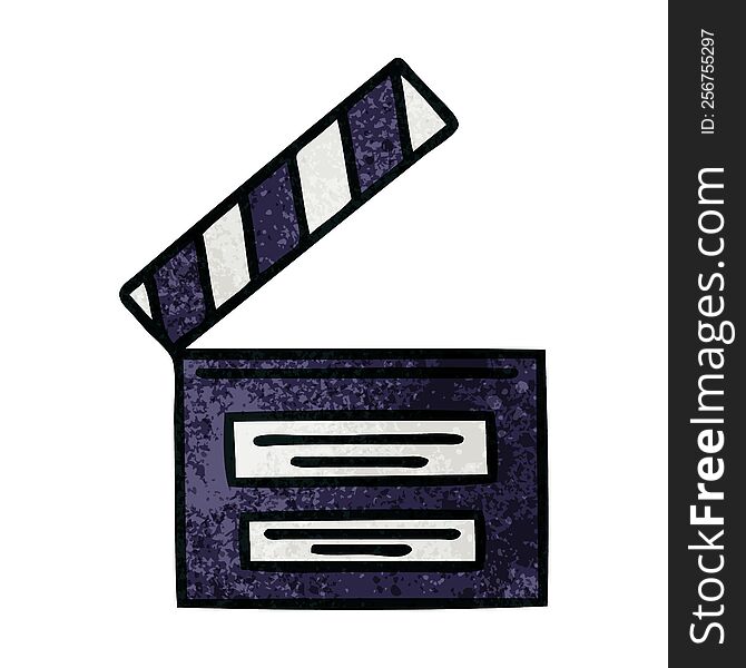 retro grunge texture cartoon of a film clapper board