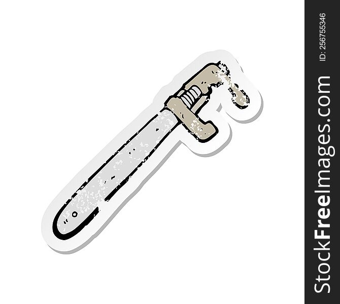 Retro Distressed Sticker Of A Cartoon Adjustable Wrench