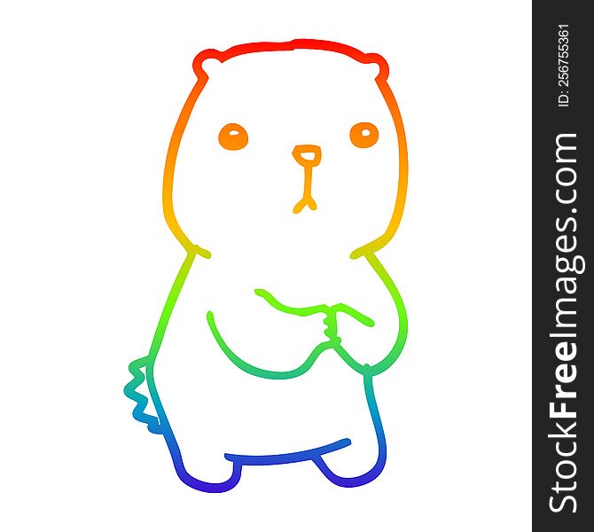 Rainbow Gradient Line Drawing Cartoon Worried Bear
