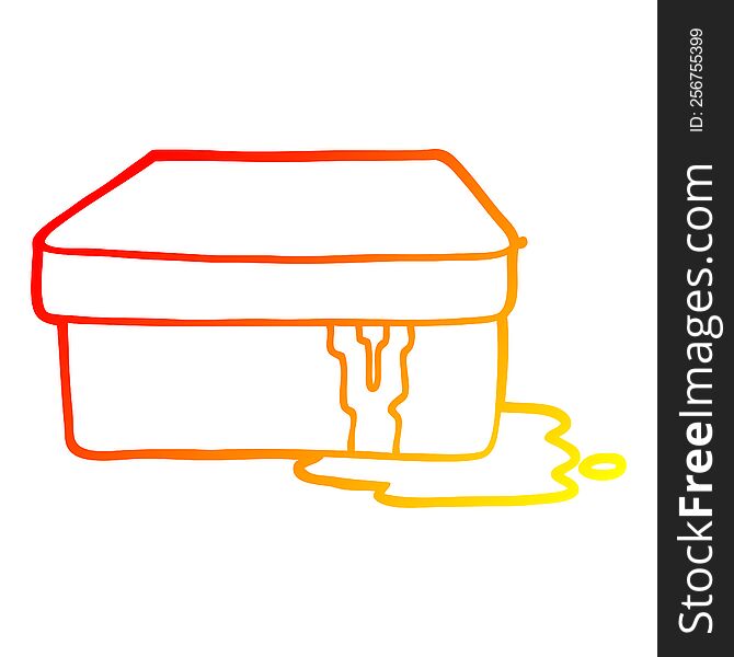 warm gradient line drawing of a cartoon box with slime