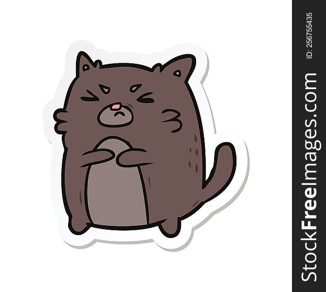 sticker of a cartoon angry cat